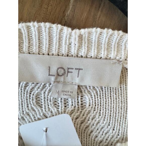 Ann Taylor Loft Womens Cottagecore Floral Cream Sweater Feminine Flirty SIZE M - Picture 4 of 7